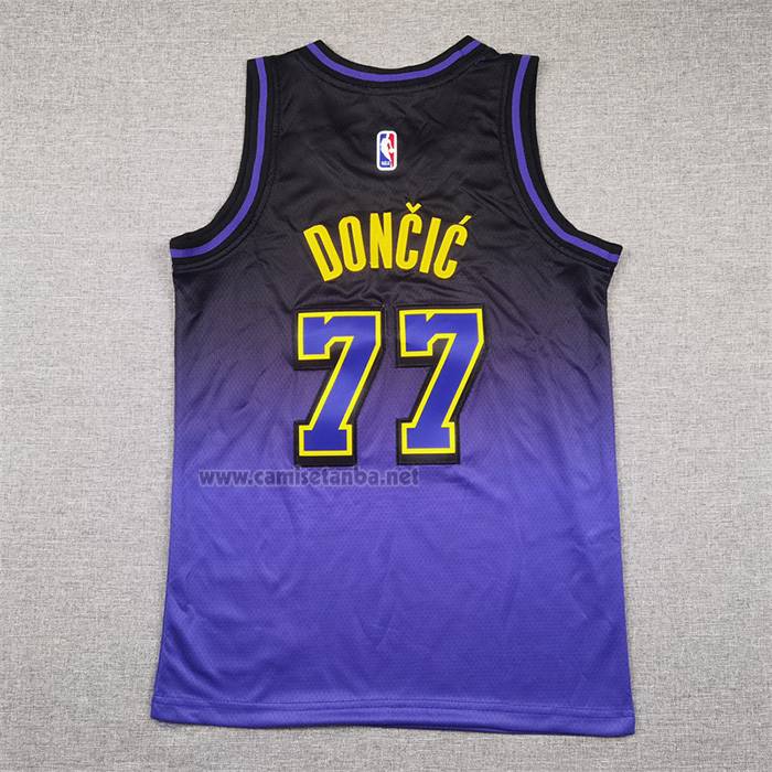 Camiseta Nino Los Angeles Lakers Luka Doncic NO 77 Ciudad 2024-25 Violeta